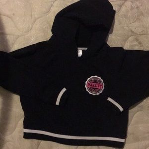 cropped varsity hoodie with stripes (used)